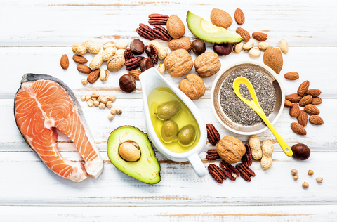 Salmon, avocado, seeds, and nuts as source of Omega 3 fatty acids