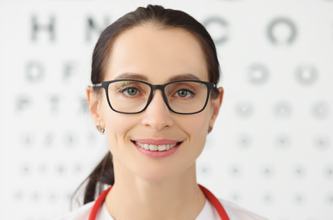 Woman in eye glass taken Omega 3 supplements