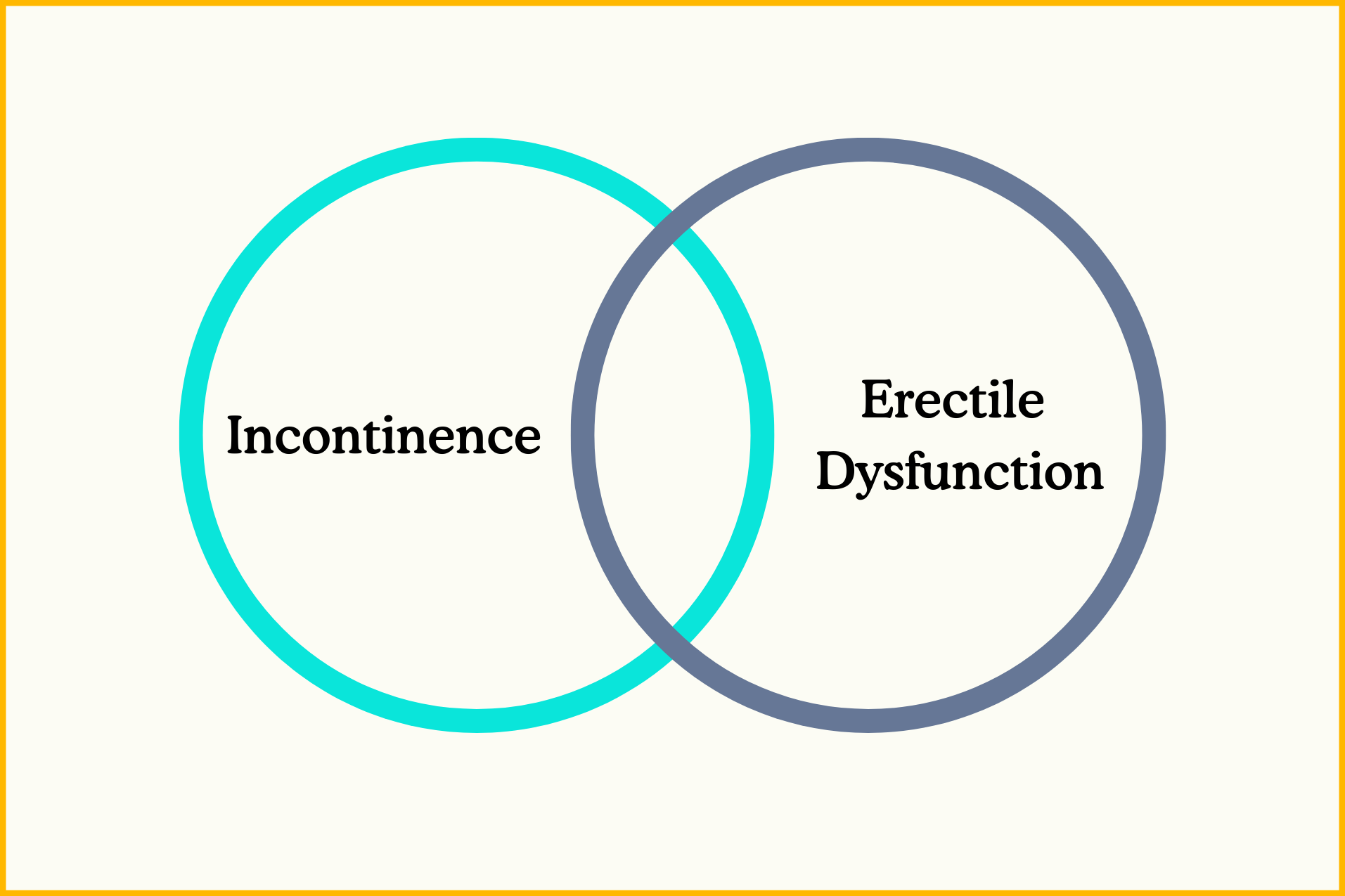 A graphic with "incontinence" and "erectile dysfunction" written.