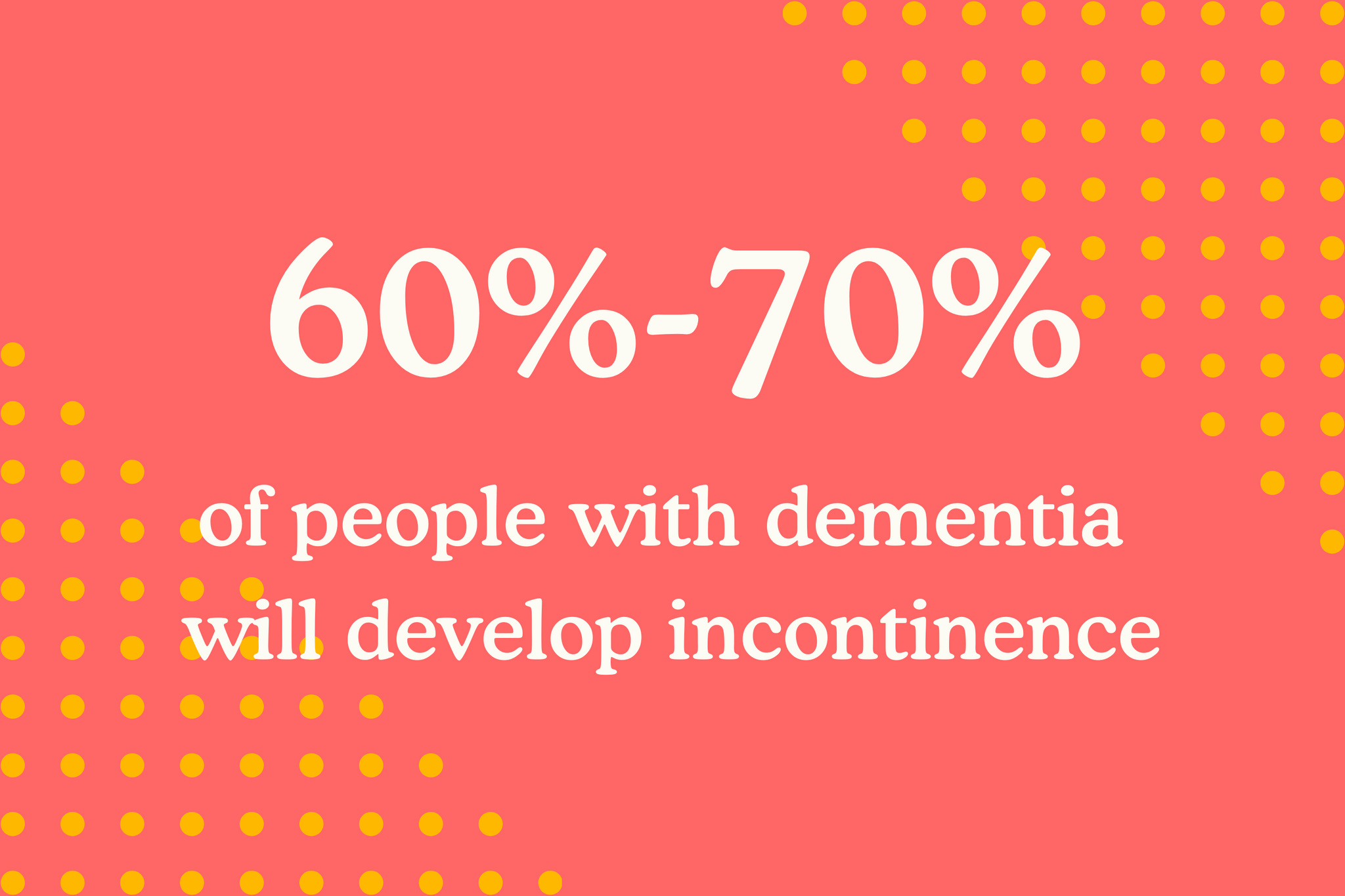 An infographic that says "60-70% of people with dementia will develop incontinence"
