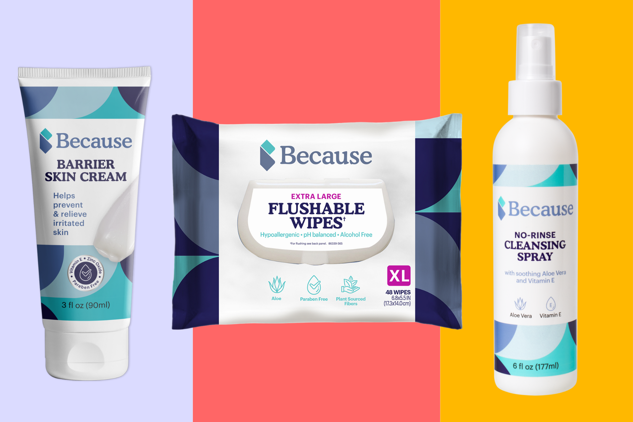Barrier cream, flushable wipes, and no-rinse cleansing wipes