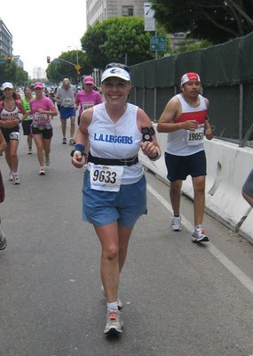 Ellen Demsky in action running a marathon.