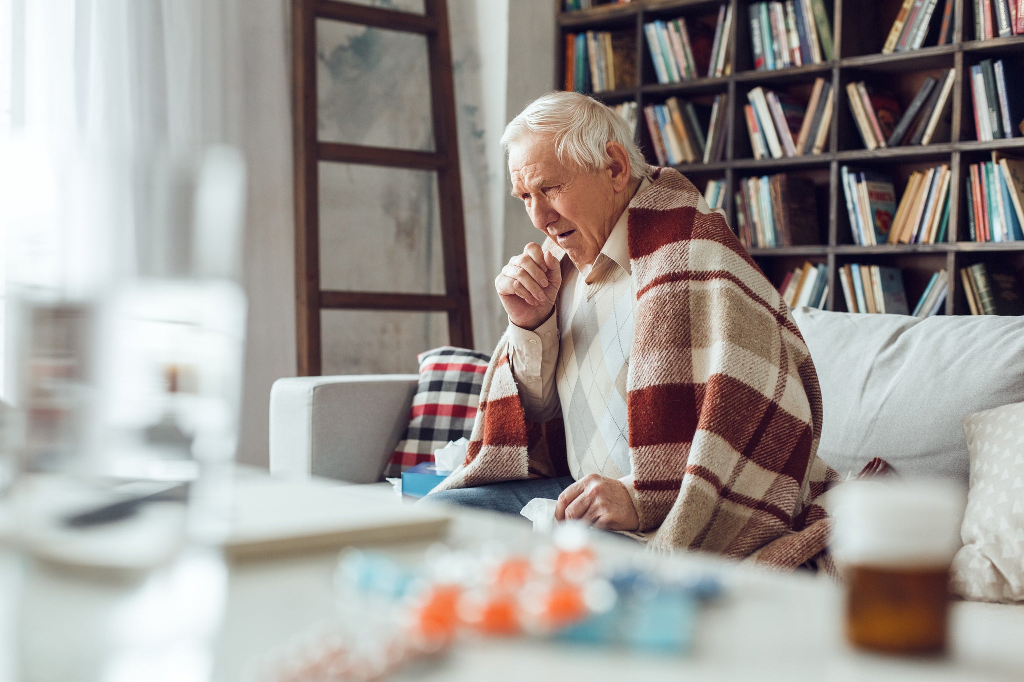 A man coughing.