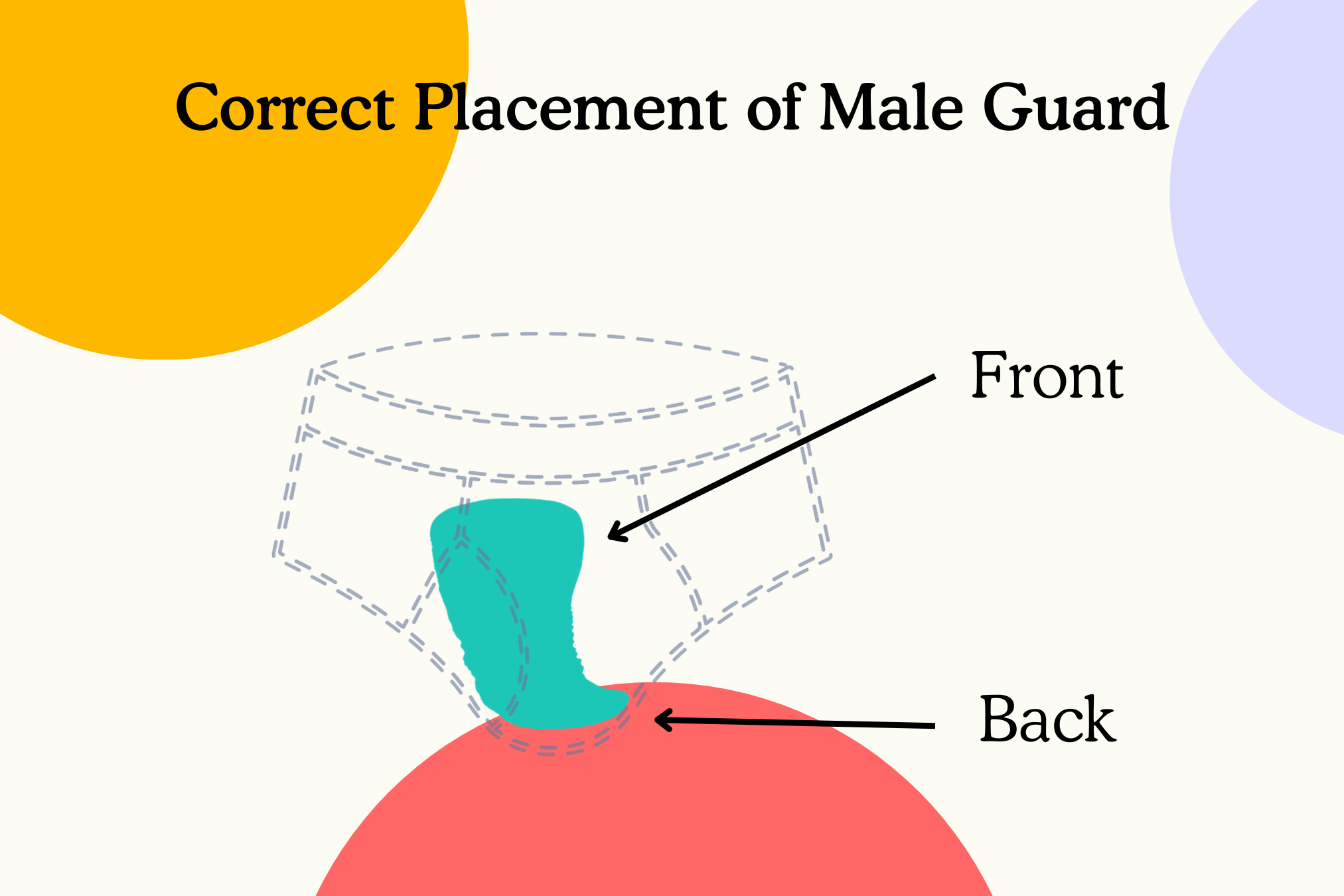 A diagram showing how to wear a male guard in underwear.