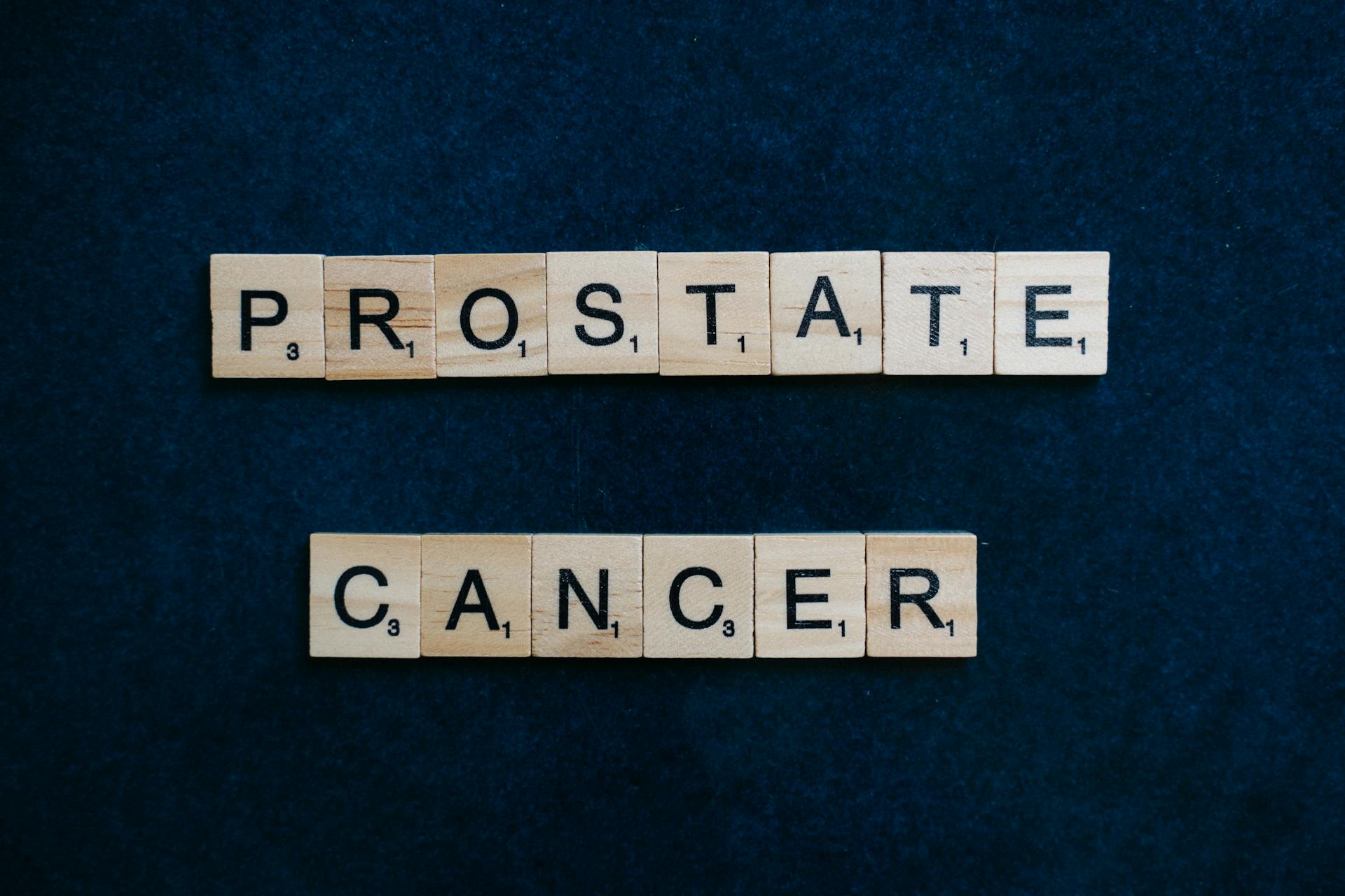 Scrabble letters spell out "prostate cancer"