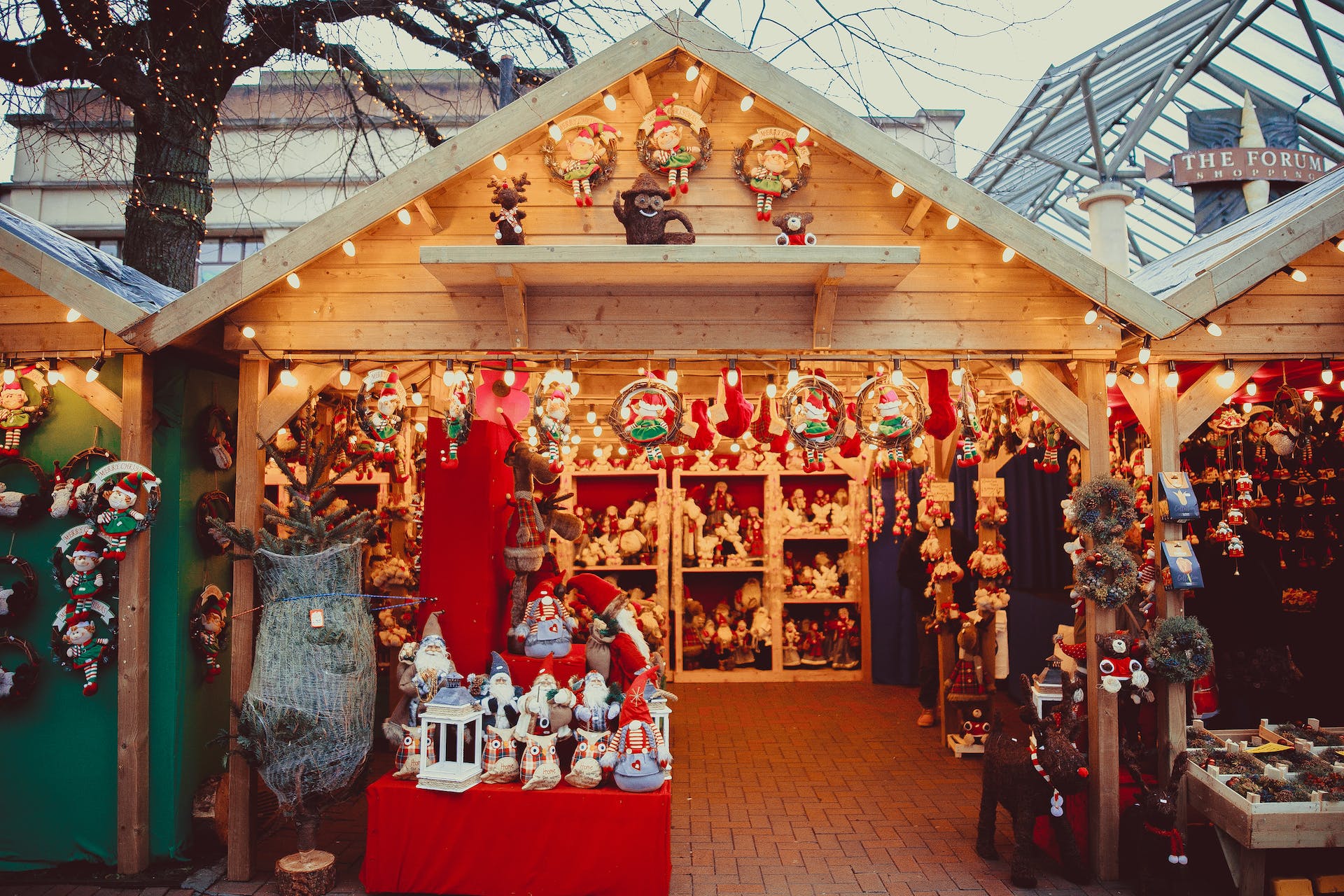 A holiday market booth.