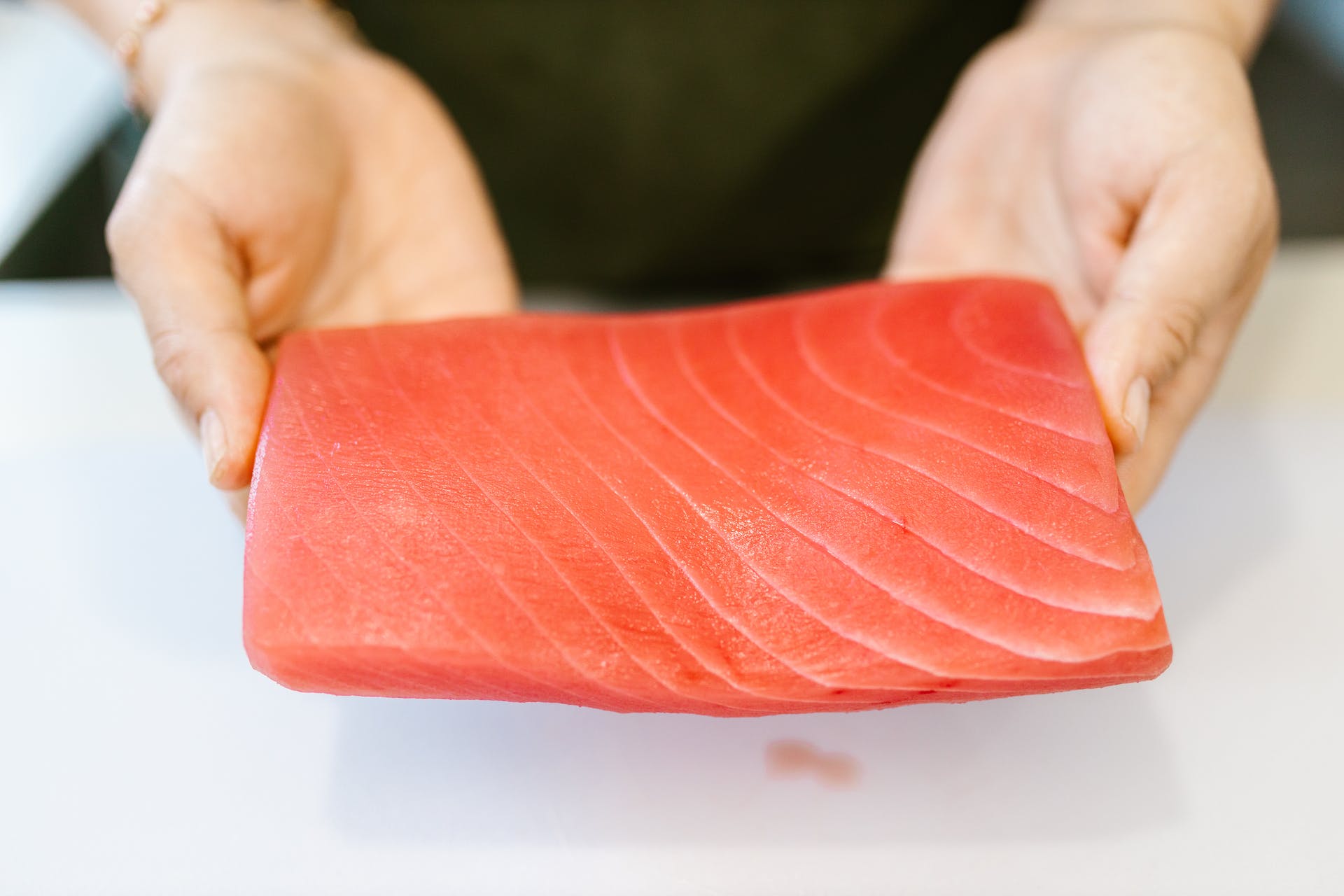 Raw salmon.