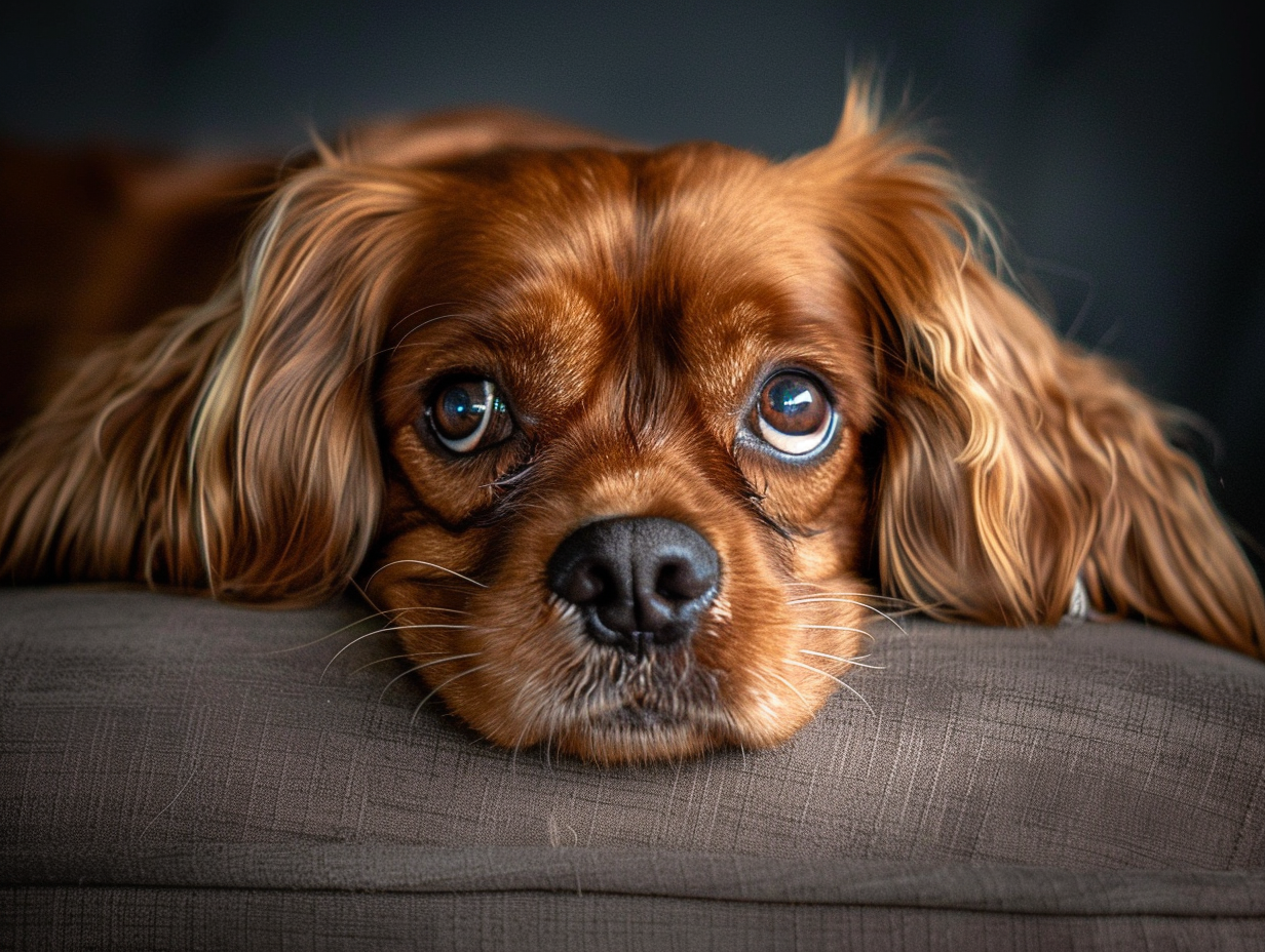 a photo of a dog that does not look motivated