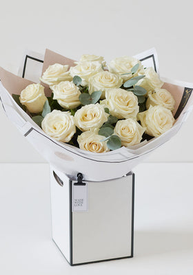 Image of Beautifully Simple White Rose Bouquet