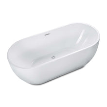 Load image into Gallery viewer, 67&quot; White Oval Acrylic Free Standing Soaking Bathtub