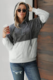 Charcoal White Colorblock Furry Hoodie