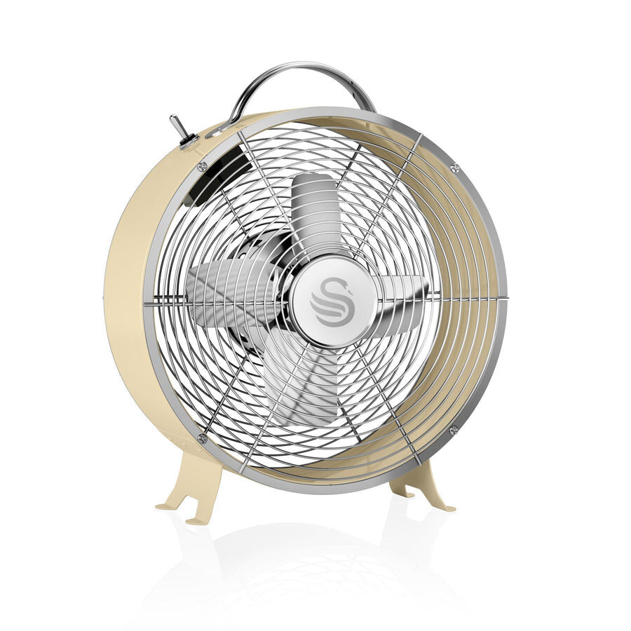 Swan Retro 8 Inch Clock Fan Desk Fan SFA12630CN - Cream