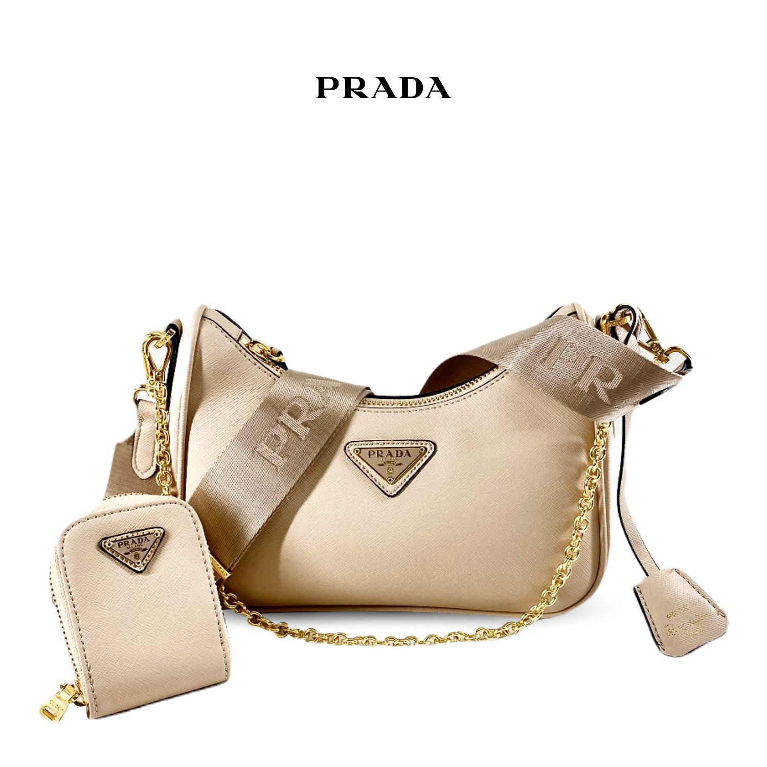 PRADA EN PIEL SAFFIANO COLOR BEIGE – Shalom Bags