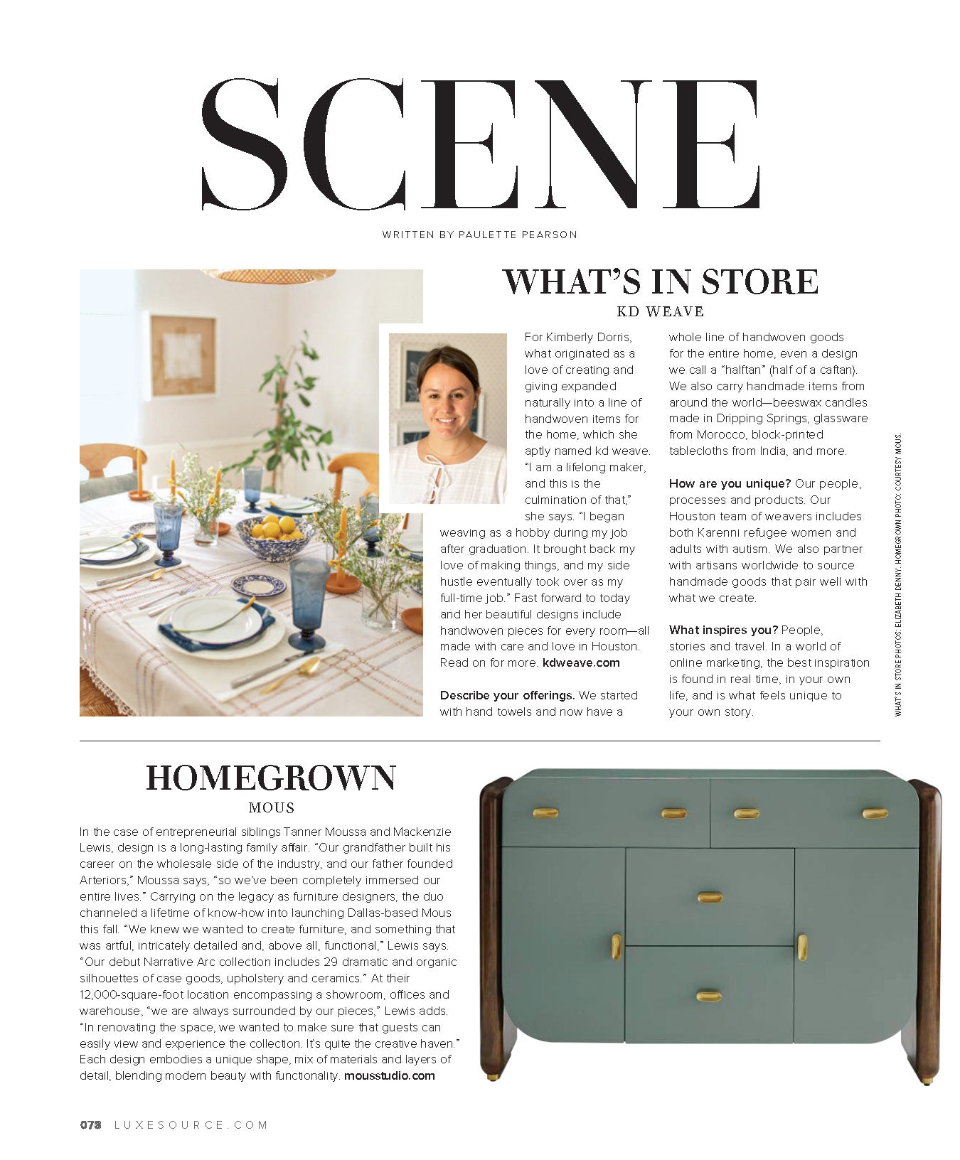 Homegrown - Mouse featured in LUXE Interiors + Design
