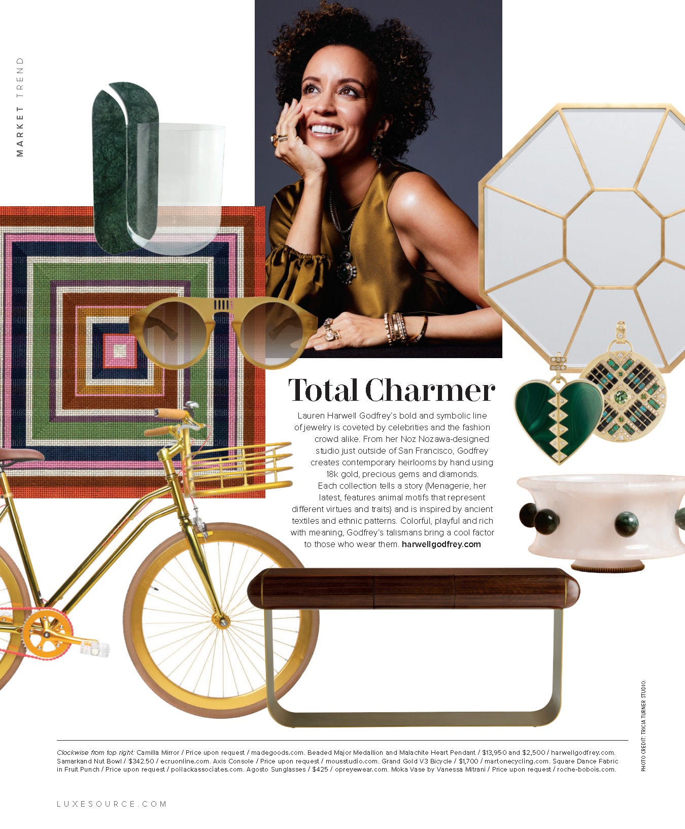 MOUS - Axis Console Table featured in "MARKET TREND" in LUXE Interiors + Design Magazine