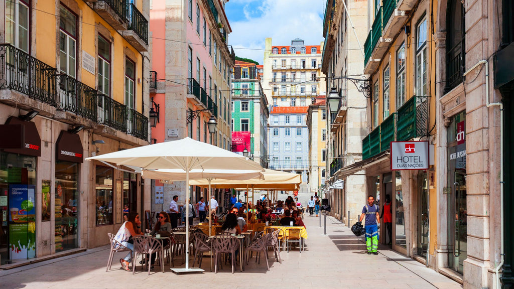 Pretty Lisbon street in the Baixa near Rossio train station