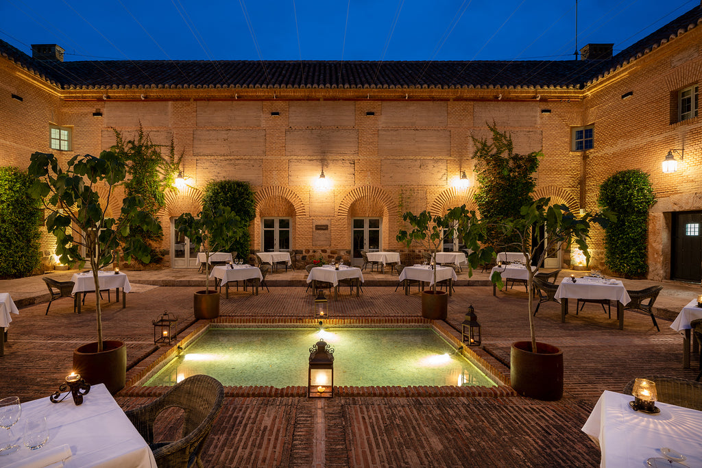 Beautifully lit patio in a Parador in Spain