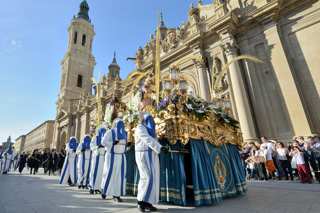 Brotherhood carrying a procession piece during Semana Santa in Spain