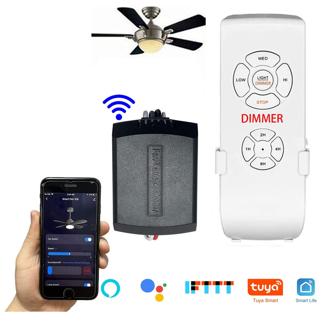 Smart WiFi Ceiling Fan and Light Remote Control Kit, Universal Fan  Controller Works with Alexa Google, Fan Speed Timing & Light Remote Switch  Replacement for Hunter Harbor Breeze Honeywell and More 