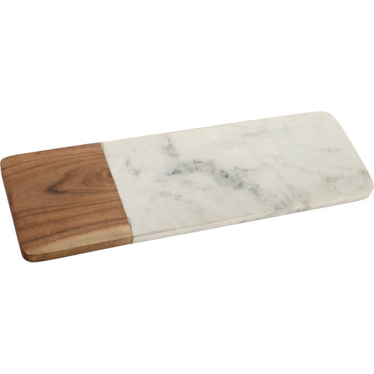 Mascot Hardware Chop-N-Slice 15 in. x 7 in. Rectangle Gray Marble and Wood Cutting Board