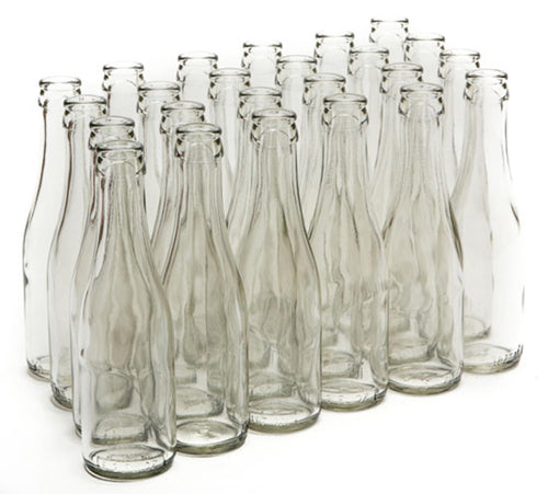 375ml Clear Glass Composite Flat Bottom Wine Bottles, Cork Finish - Wholesale, 24/Case, Clear Type III