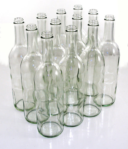 375ml Clear Glass Composite Flat Bottom Wine Bottles, Cork Finish - Wholesale, 24/Case, Clear Type III