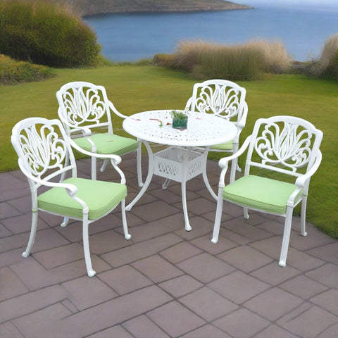 4 seater white aluminium set