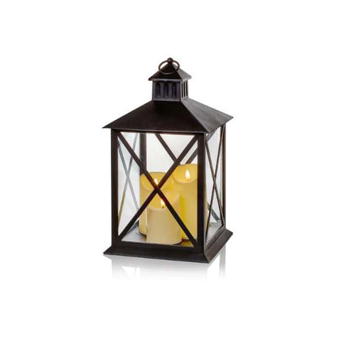 Lantern with 3 candles battery operated