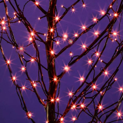 Halloween LED String Lights in Orange on Tree with Purple background