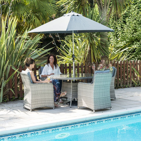 Parasol with Outdoor Dining Set