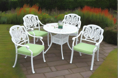 White aluminium outdoor dining set