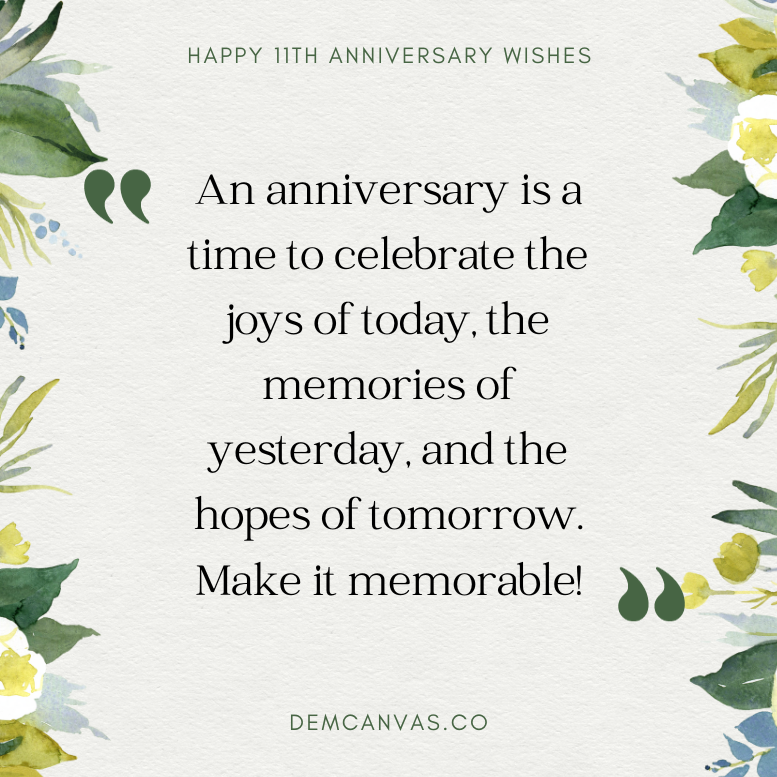 90+ Happy 11th Years Anniversary Quotes And Messages To Show Appreciat ...