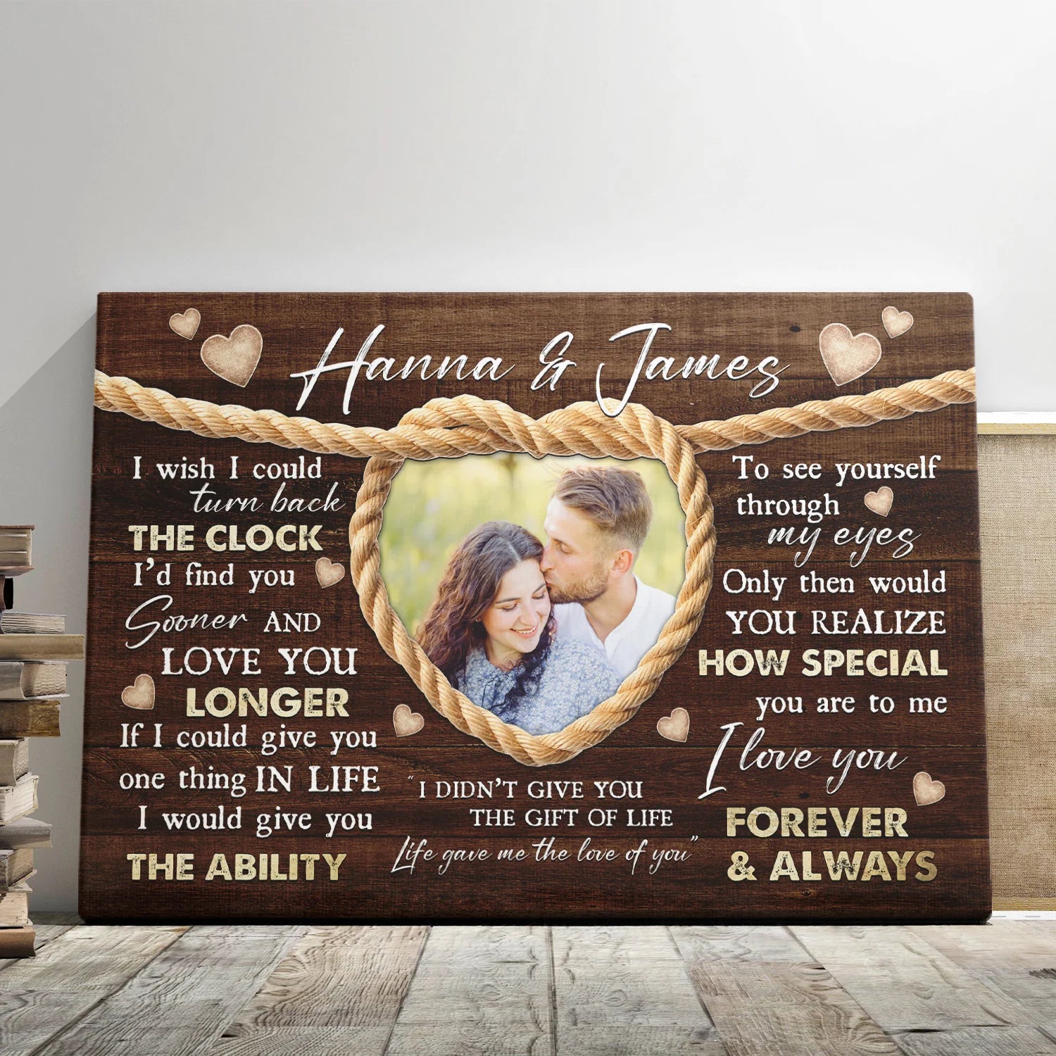 Couple Personalized Canvas Prints - Custom Photo & Text - 5 Sizes - Sentimental Gift For Couples, I Wish I Could Turn Back The Clock - Dem Canvas
