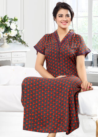 Printed Rayon Ladies Night Gown, Half Sleeve, Pink at Rs 130/piece in Chak  Alampur