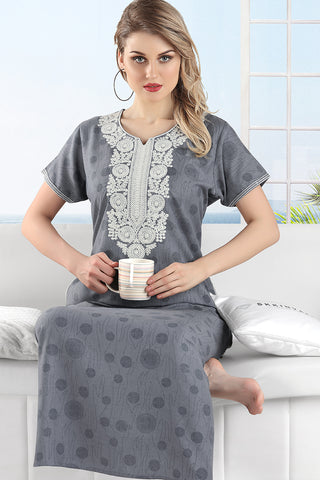 Skkinvalue's soft satin Printed long sleeves Slim Fit nighties for