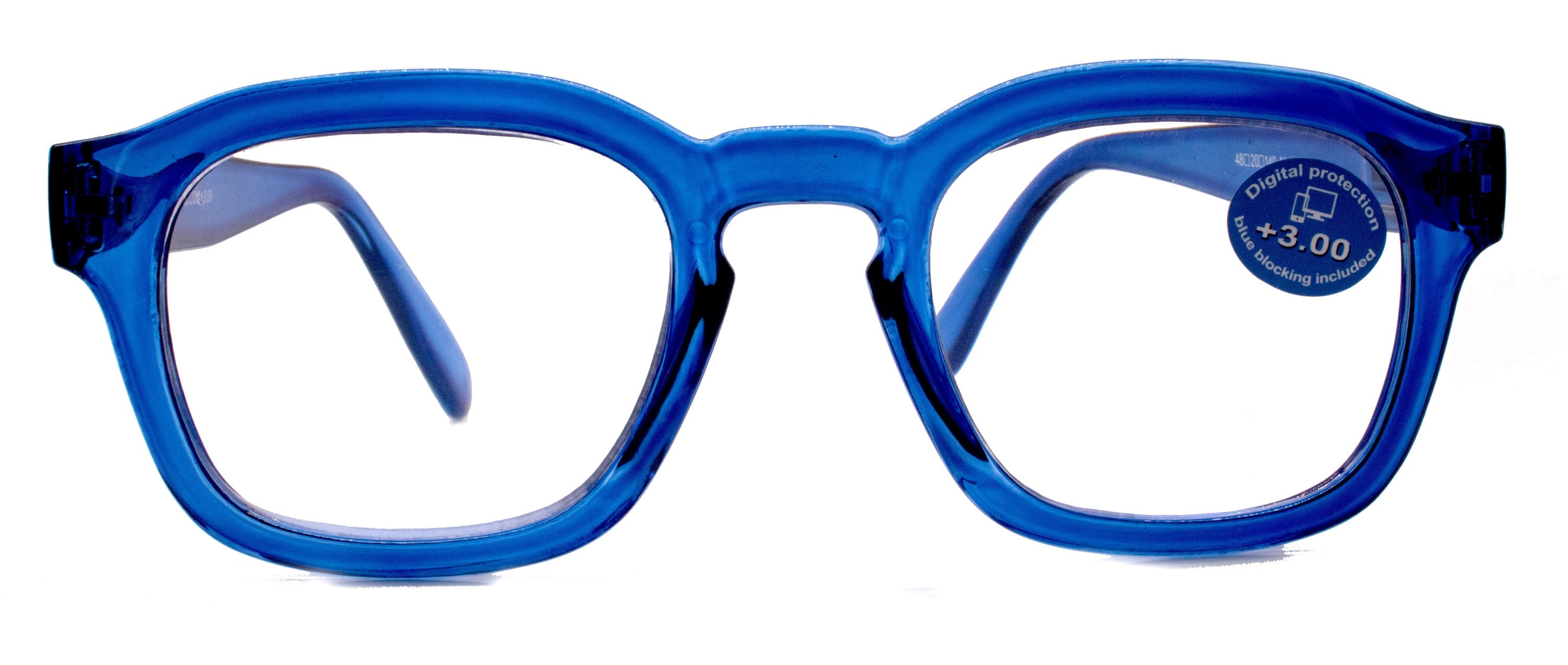 Apollo, (Blue Light Glasses) (Blue Blocker) Reduce Eyestrain, A/R Anti glare. +1.25..+3.00 Large Square (Clear) NY Fifth Avenue.-MERCP20572CL_175