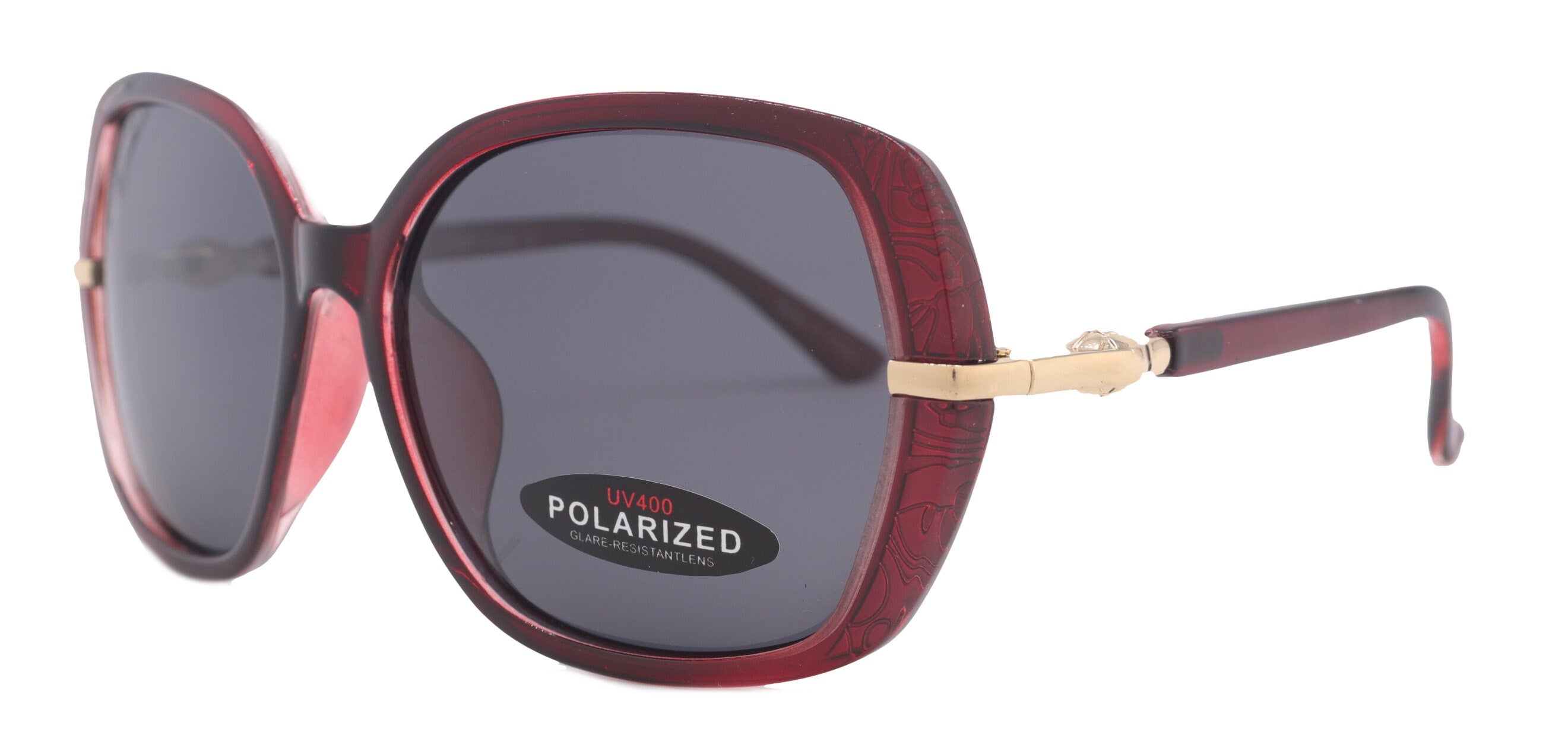 Ellis, (Polarized) Women Sunglasses, 1.1mm Polarized Grey Lenses, 100% UVA-B Protection (Red) (Square) Trendy Metal Temple NY Fifth Avenue-MESPL7802RD