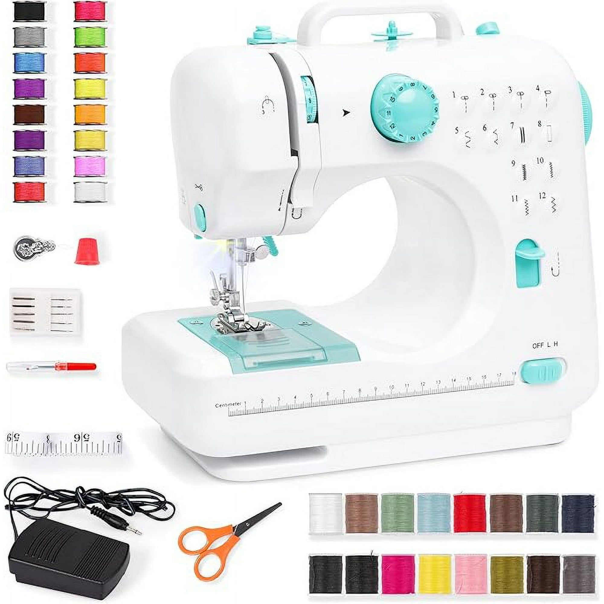 PLUSBRAVO Sewing Machine for Beginner Multi-Functional Portable Machine with 12 Built-in Stitches,