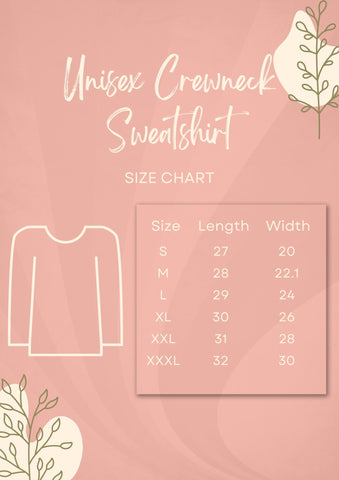 long sleeve sweatshirt size chart guide unisex