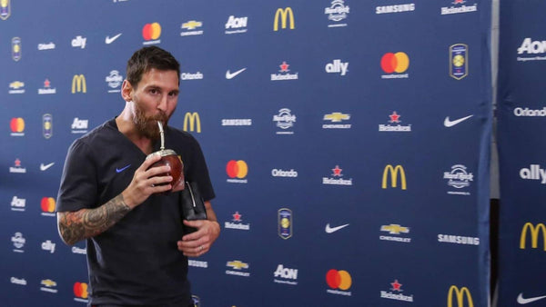 Messi drinks mate after his match