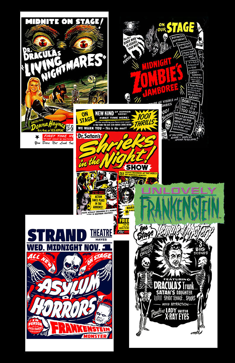 Spook Show five print bundle, vintage horror