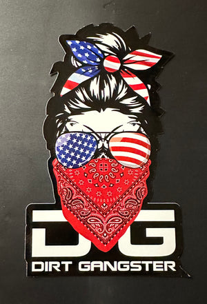 American Flag Messy Bun Dirt Gangster Sticker - Dirt Gangster Apparel