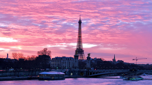 Pink Paris sunset with views of the Eiffel Tower