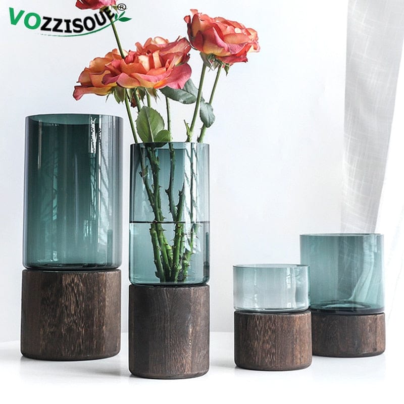 Nordic Terrarium Glass Vase w/ Wooden Base