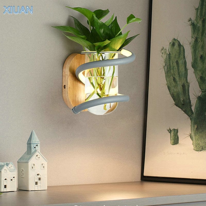 Nordic Wooden Plant Wall Light