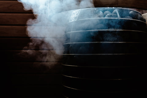 Steam rising out of sauna stones