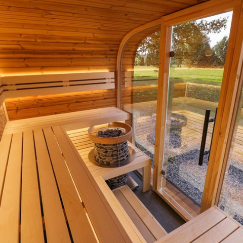 Inside of wood sauna