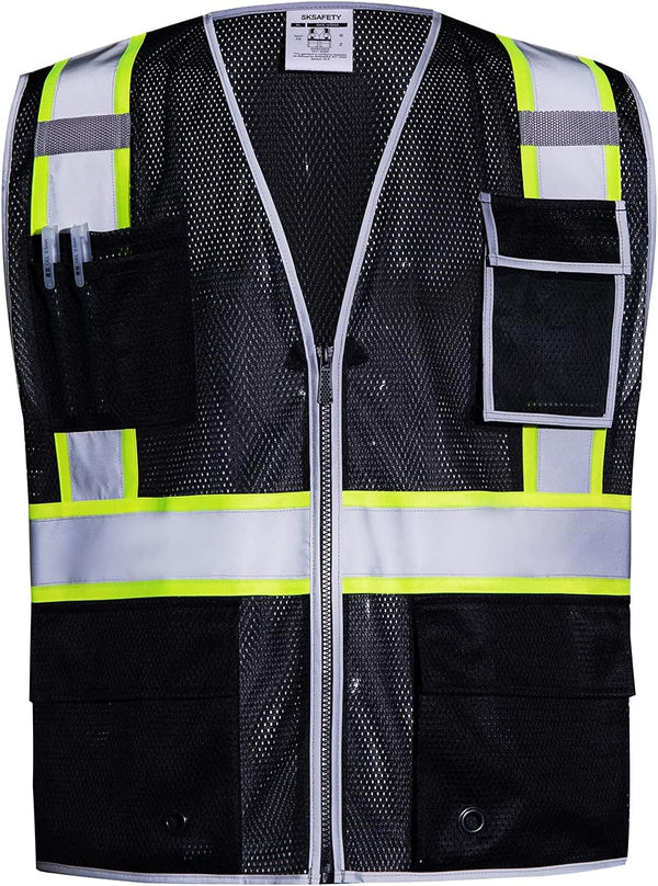 SKSAFETY High Visibility Reflective Jackets for Men, Waterproof Class 3 Safety  Jacket with Pockets, Hi Vis