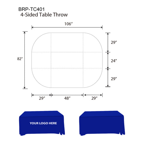 Trade Show Table Covers Cheap 4ft 4-Sided