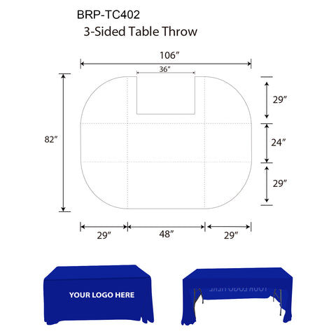 Exhibition Table Cloths 4ft 3-Sided Table Throw